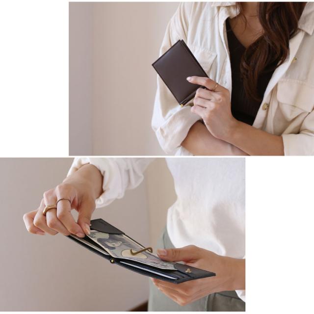 Jamale 札ばさみ 財布 ブラウン グリーン