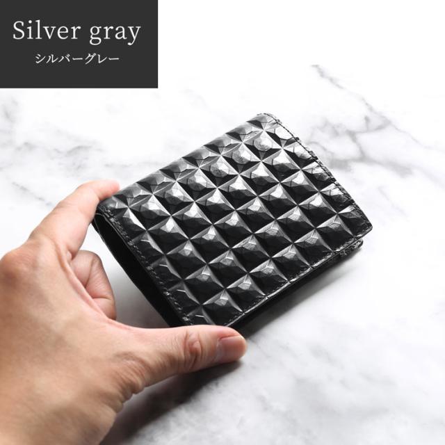 3Dデザイン 牛革 財布 コンパクト財布 2つ折り財布 ミニ財布 立体的 デザイン ダイヤ柄 ダイヤ模様 モード おしゃれ 幾何学