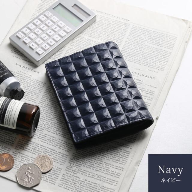 3Dデザイン 牛革 財布 コンパクト財布 2つ折り財布 ミニ財布 立体的 デザイン ダイヤ柄 ダイヤ模様 モード おしゃれ 幾何学