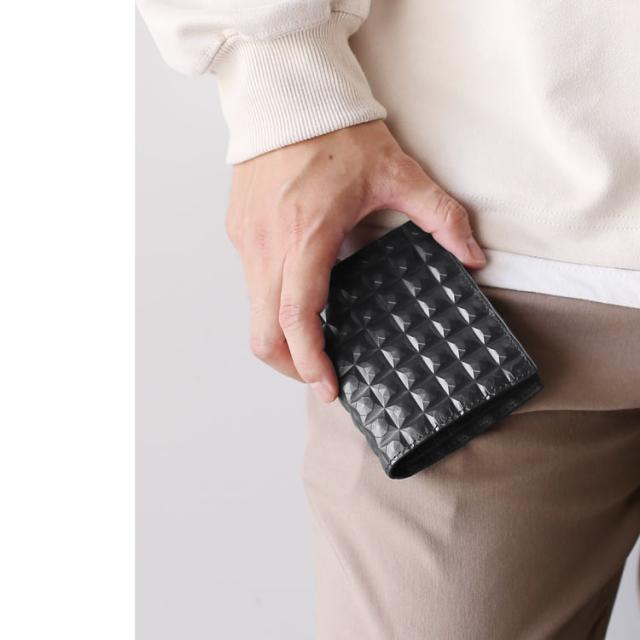 3Dデザイン 牛革 財布 コンパクト財布 2つ折り財布 ミニ財布 立体的 デザイン ダイヤ柄 ダイヤ模様 モード おしゃれ 幾何学