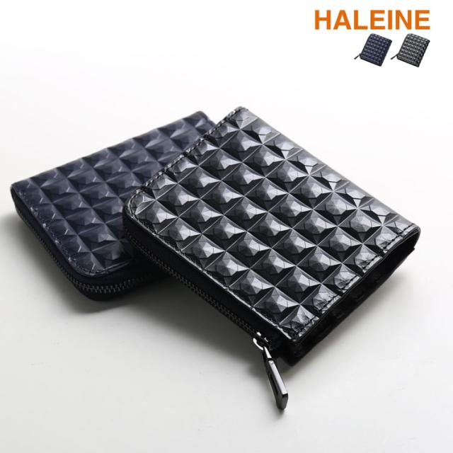 3Dデザイン 牛革 財布 コンパクト財布 L字ファスナー財布 ミニ財布 立体的 デザイン ダイヤ柄 ダイヤ模様 モード おしゃれ 幾何学