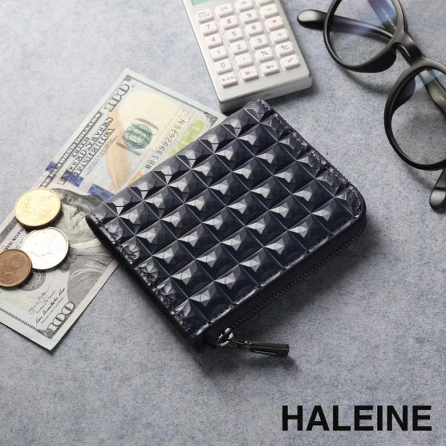 3Dデザイン 牛革 財布 コンパクト財布 L字ファスナー財布 ミニ財布 立体的 デザイン ダイヤ柄 ダイヤ模様 モード おしゃれ 幾何学