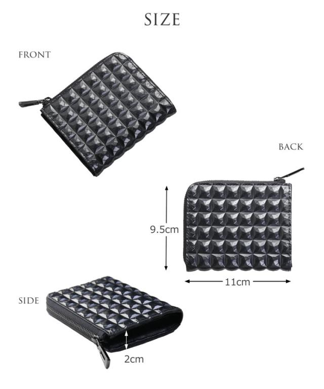 3Dデザイン 牛革 財布 コンパクト財布 L字ファスナー財布 ミニ財布 立体的 デザイン ダイヤ柄 ダイヤ模様 モード おしゃれ 幾何学