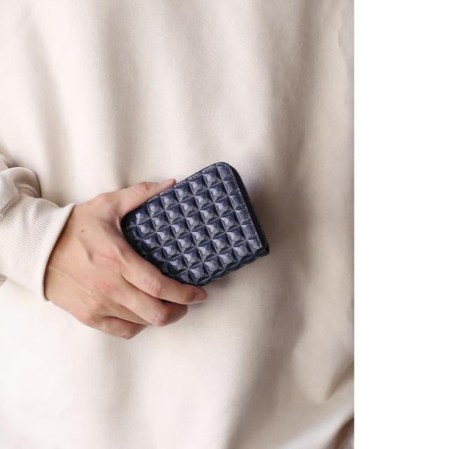 3Dデザイン 牛革 財布 コンパクト財布 L字ファスナー財布 ミニ財布 立体的 デザイン ダイヤ柄 ダイヤ模様 モード おしゃれ 幾何学