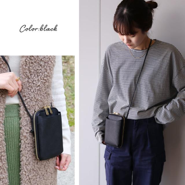 ブラック 黒 シンプル バッグ ミニショルダー スマホショルダー