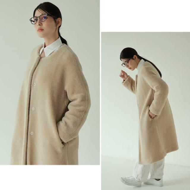 ウール ノーカラー コート ダウンベスト 3WAY