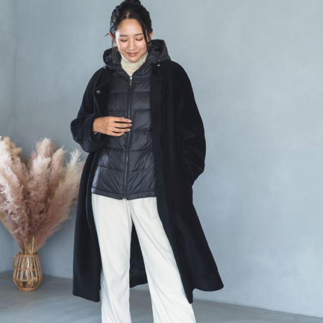 ウール ノーカラー コート ダウンベスト 3WAY