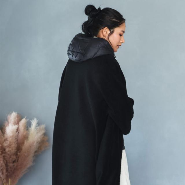 ウール ノーカラー コート ダウンベスト 3WAY