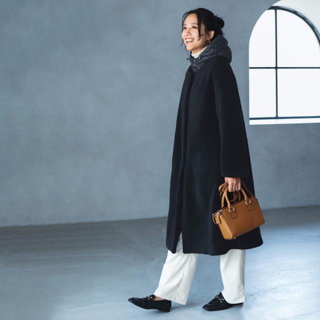 ウール ノーカラー コート ダウンベスト 3WAY