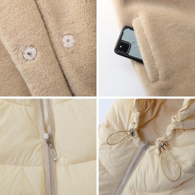 ウール ノーカラー コート ダウンベスト 3WAY ベージュ