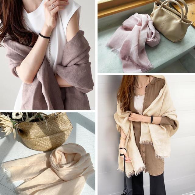 リネン 麻 大判ストール