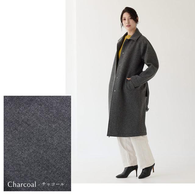 美品▲定価8.6万▲YLEVEイレーヴ//メルトンノーカラーウールコート▲グレー レディース ステンカラー コート 軽量 ウール アウター 冬