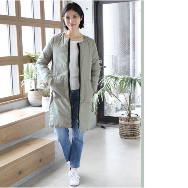 ダウンコート リバーシブル アウター グリーン グレー