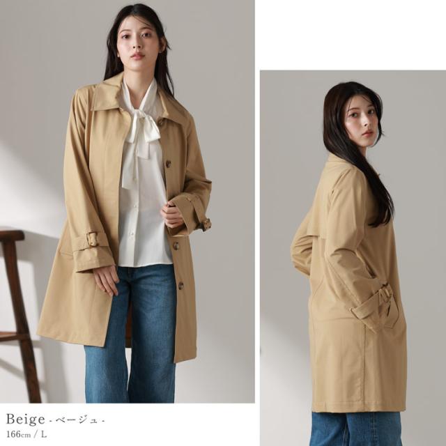 ストレッチ ステンカラーコート レディース