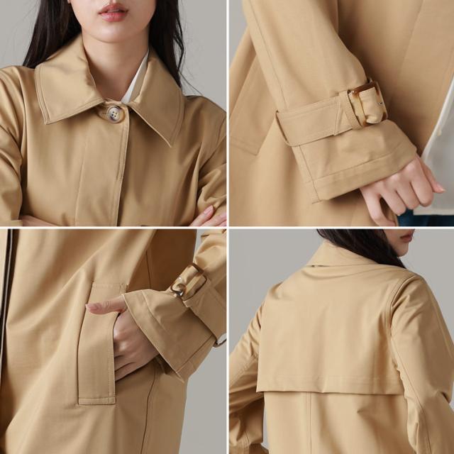 ストレッチ ステンカラーコート レディース