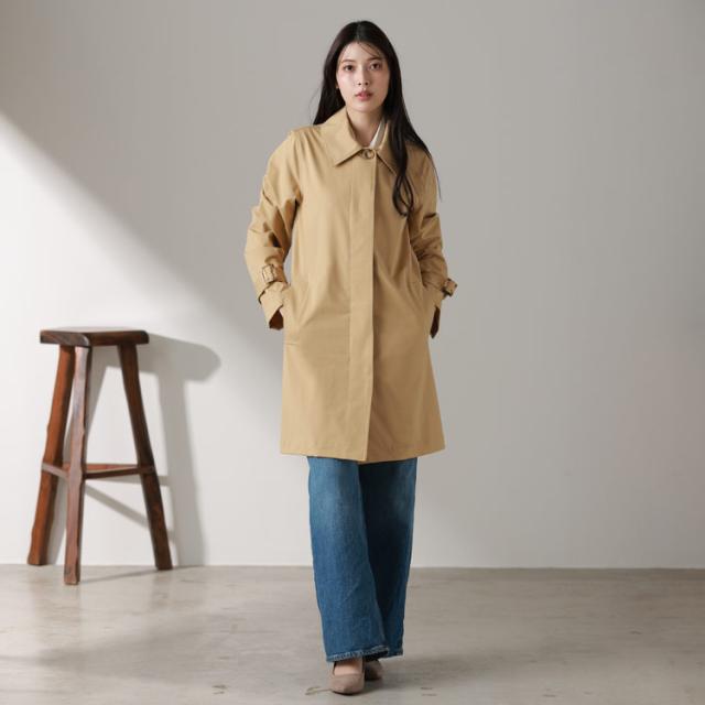 ストレッチ ステンカラーコート レディース