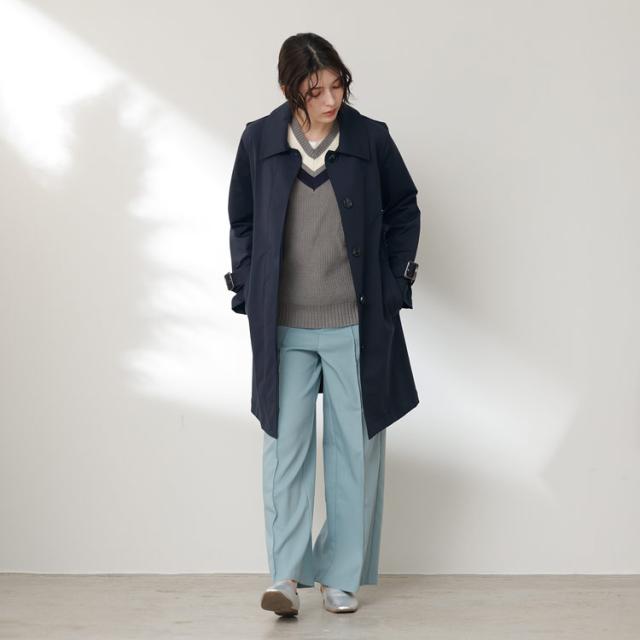 ストレッチ ステンカラーコート レディース