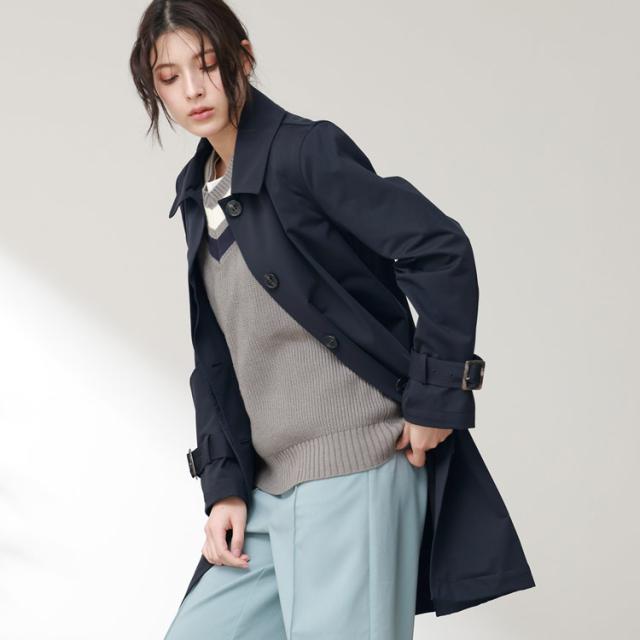 ストレッチ ステンカラーコート レディース