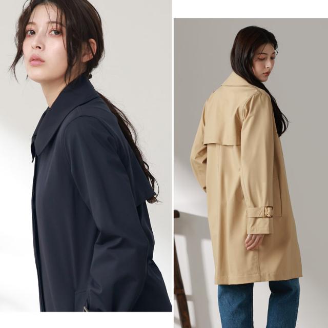 ストレッチ ステンカラーコート レディース