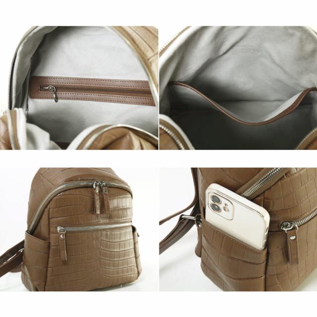 クロコダイル マット 加工 リュック 2WAY レディース バッグ 多機能