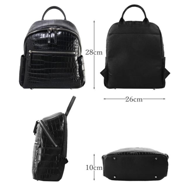 クロコダイル マット 加工 リュック 2WAY レディース バッグ サイズ