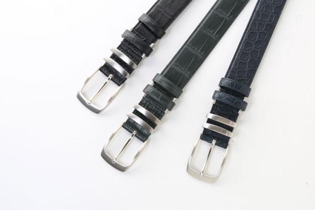 クロコダイル レザー ベルト マット シャイニング 本革 メンズ