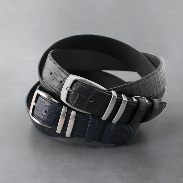 クロコダイル レザー ベルト マット シャイニング 本革 メンズ