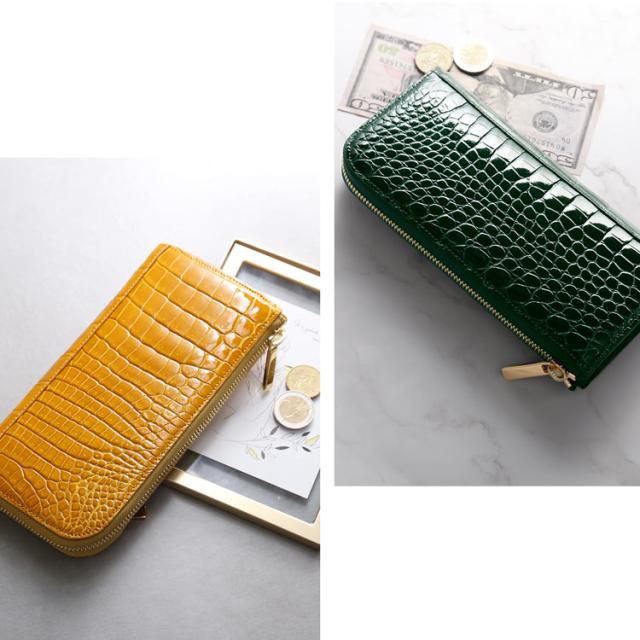HALEINEナイルクロコダイルL字ファスナー長財布