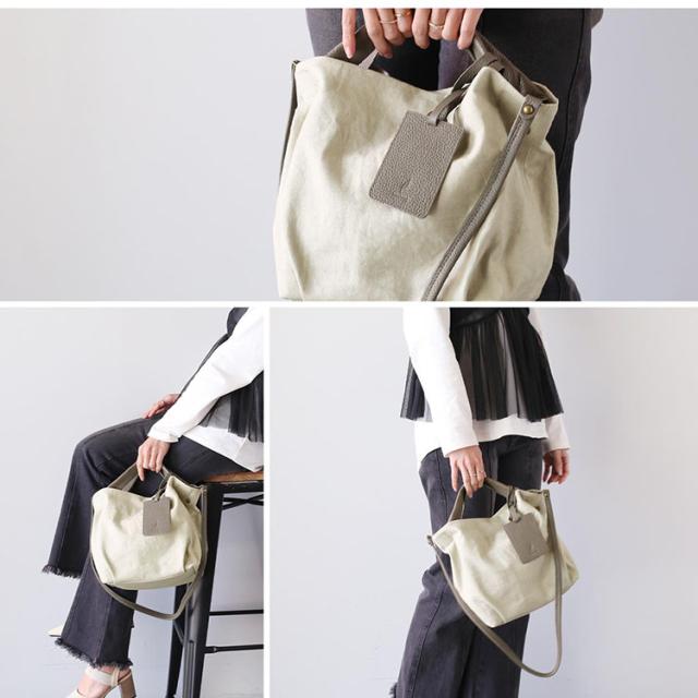 キャンバス レザー バッグ レディース 2way ナチュラル ライトベージュ 白
