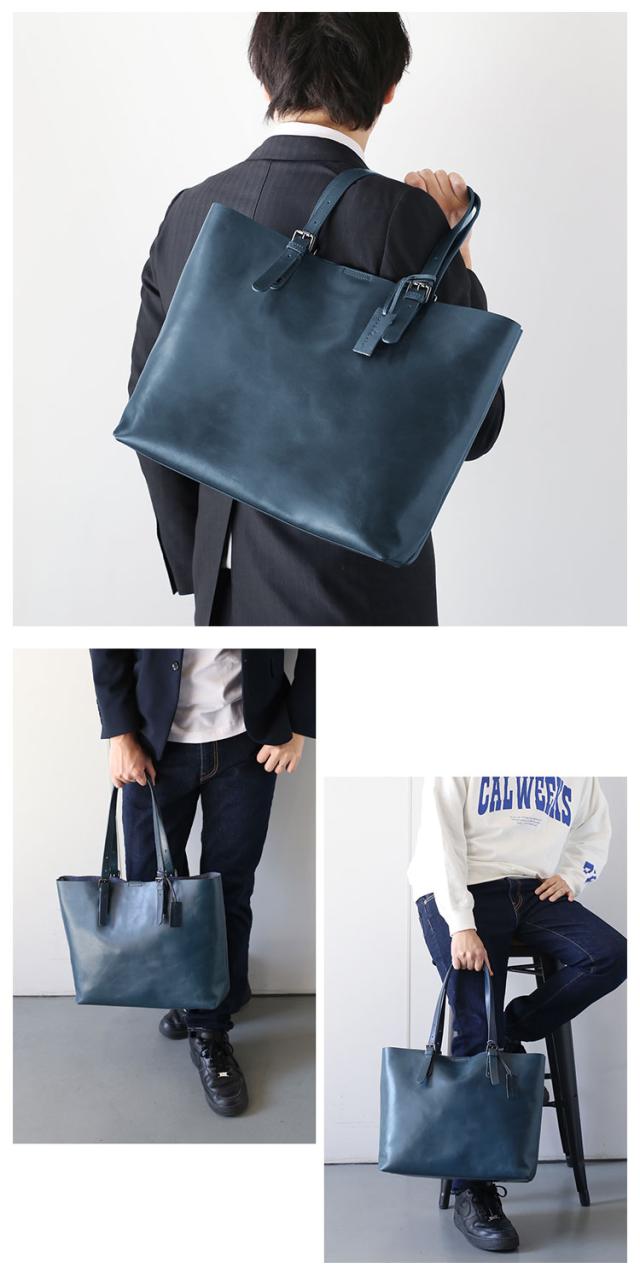 mieno本革軽量トートバッグネイビー