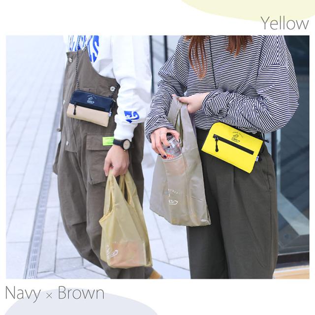 バッグ ポーチ エコバッグ 付き イエロー ネイビー ユニセックス