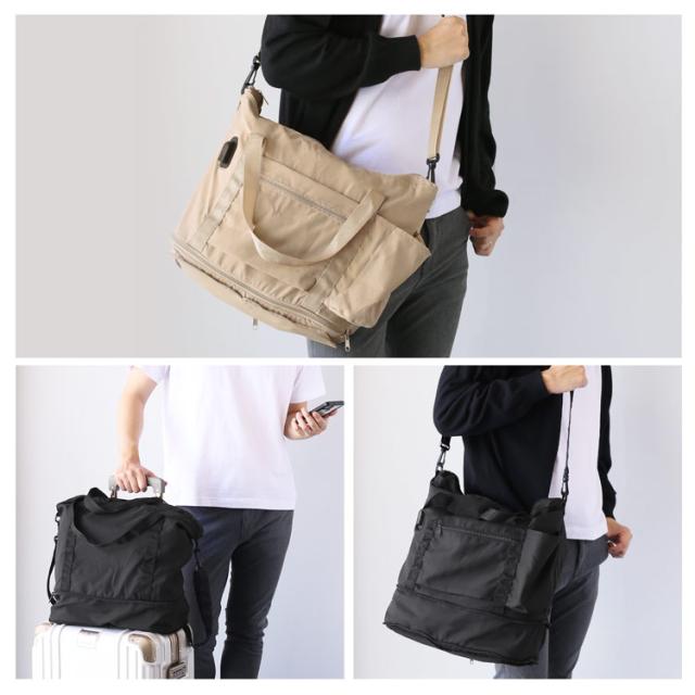 旅行バッグ ボストンバッグ USBポート 斜め掛け 大容量