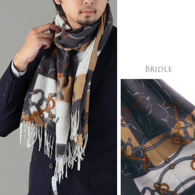 カシミヤ 100% ストール メンズ ブライドル ブラウン