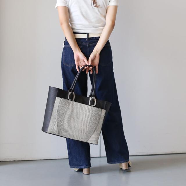 メンズ トートバッグ 本革 リザード アウトポケット付き 日本製 大きめ