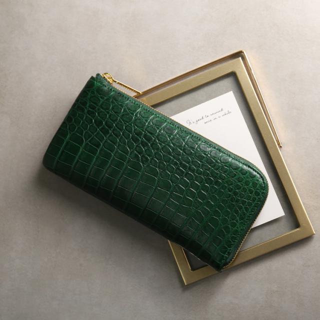 HALEINEナイルクロコダイルL字ファスナー長財布