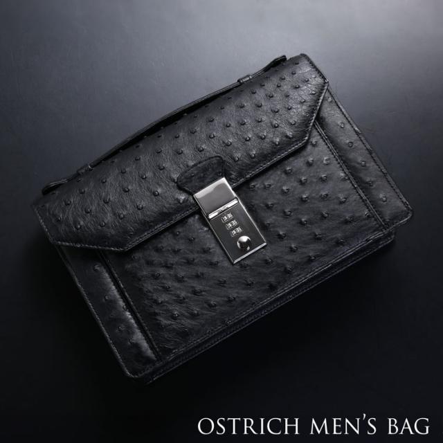 オーストリッチ 日本製 セカンドバッグ ダイヤルロック フルポイント