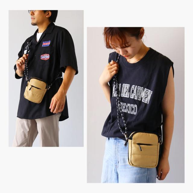 ミニショルダーバッグ スマホポーチ 中綿 ミニバッグ ベージュ