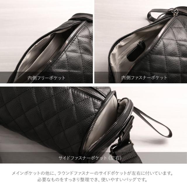 レザーロールバッグキルティングショルダーバッグ