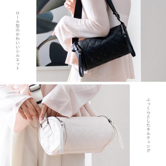レザーロールバッグキルティングショルダーバッグ