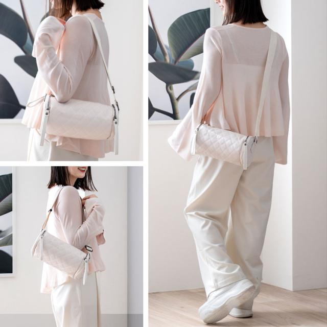 レザーロールバッグキルティングショルダーバッグ