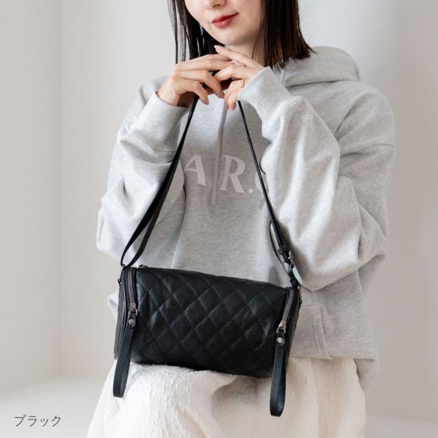 レザーロールバッグキルティングショルダーバッグ