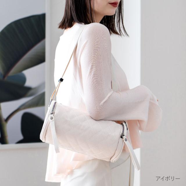 レザーロールバッグキルティングショルダーバッグ