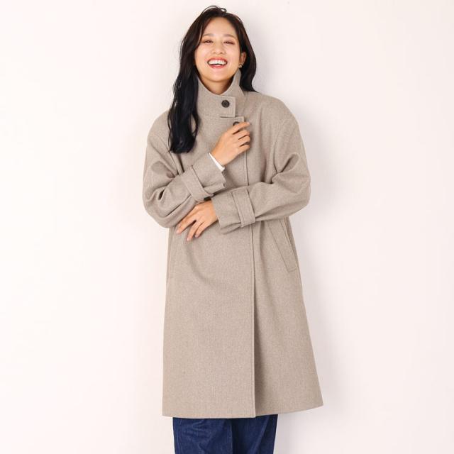 filomo ウールタッチ スタンドカラー ロングコート レディース