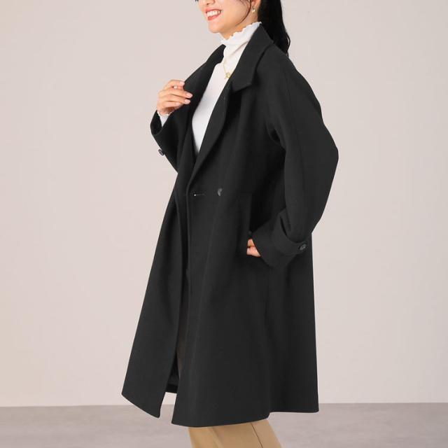 filomo ウールタッチ スタンドカラー ロングコート レディース