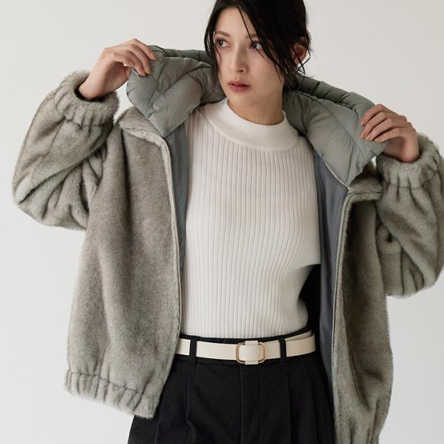 ファージャケット エコファー ふわふわ ベージュ