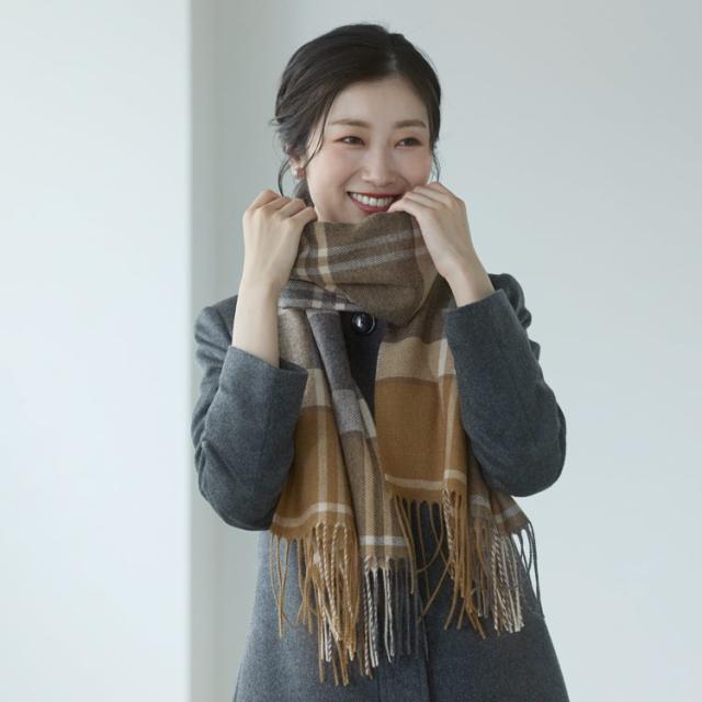 チェック柄 カシミヤ100% ストール 大判