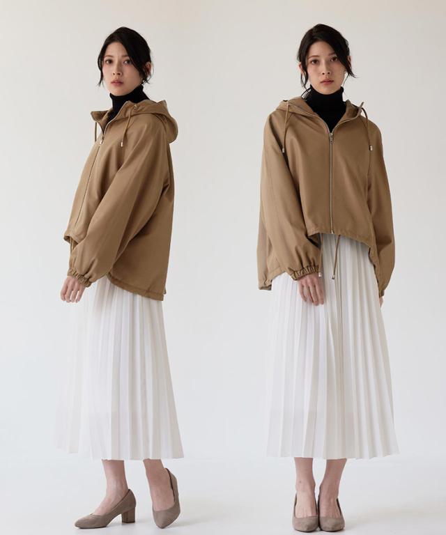 ラム レザー ジャケット フード付き キャメル