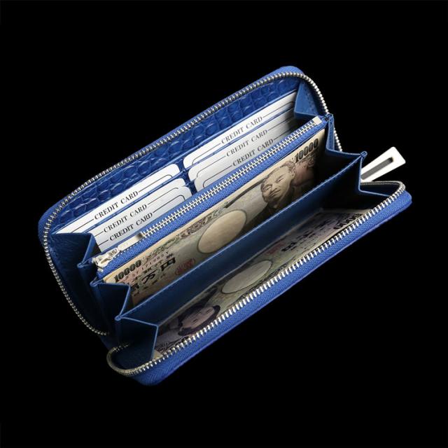 ナイルクロコダイル日本製長財布藍染め