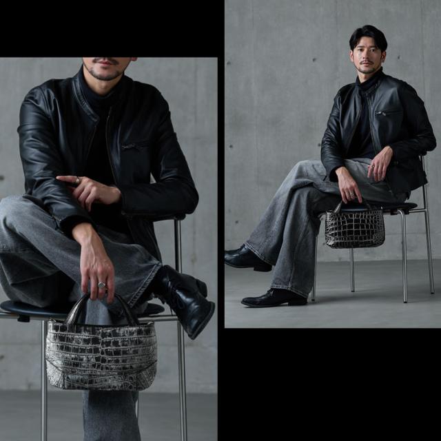 日本製クロコダイル2wayハンドバッグ