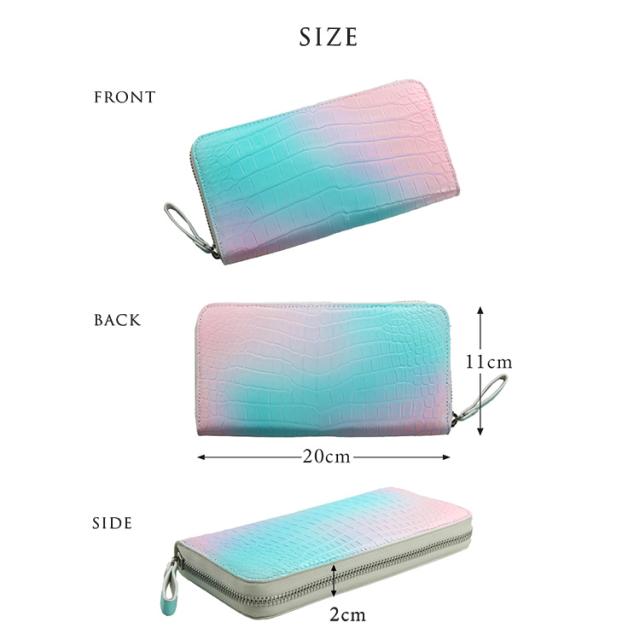 クロコダイル パステルカラー グラデーション ラウンドファスナー 長財布 クロコダイル マット 高級 鰐革 財布